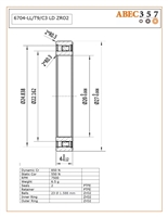 6704-LL/T9/C3 LD ZRO2, 20x27x4 mm, KIT7876, ABEC357, Full Ceramic, Zirconia ZrO2 Inner/Outer/Balls, PTFE Retainer, PTFE Seals, C3 Fit, Lube Dry.