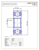 699-PP/TP/C3 Z/S A5 AF2, 9x20x6 mm, ABEC357, Full Ceramic, Zirconia ZrO2 Inner/Outer, Grade 5 Si3N4 Ceramic Balls, Peek Retainer, Peek Seals, C3 Fit, ABEC #5, AF2 Oil Lube.