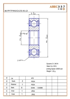 85-PP/TP/W3/C3 Z/S A5 LD, 5x8x3 mm, 85-PP/TP/W3/C3 Z/S #5 AF2, ABEC357, Full Ceramic, Zirconia ZrO2 Inner/Outer, Grade 5 Si3N4 Ceramic Balls, Peek Retainer, Peek Seals, C3 Fit, ABEC #5, Lube Dry.