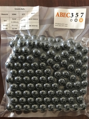 9/16 IN-C-HIP SI3N4 GR.5 BALLS, HIP, Hot Isostatic Pressing, 9/16 in / 0.5625 in / 14.2875 mm, ABEC357, Ceramic Balls, Silicon Nitride, Grade 5.