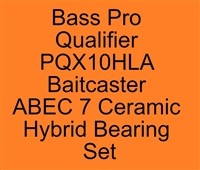 Upgrade reel performance Bass Pro Qualifier PQX10HLA, PQX10SHD, PQX10SSLD Baitcaster, 3 replacement bearings, Ceramic Super Tune Bearings, ABEC357, Ceramic Hybrid ABEC 7 Orange Seal Bearings.