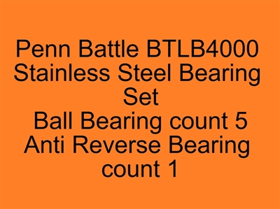 Penn Battle BTLB4000 Stainless Steel Bearing Set, Bearing Set also available in Ceramic Hybrid, ABEC357.