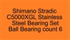 Shimano Stradic C5000XGL Stainless Steel Bearing Set, ABEC357, Set of 6 Bearings.