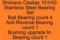 Shimano Casitas 151HG Casitas 150, 151, 150HG, 151HG (15) Stainless Steel Bearing Set, ABEC357.