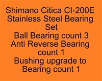 Shimano Citica CI-200E Citica 200E, 201E (09)  Stainless Steel Bearing Set, ABEC357.