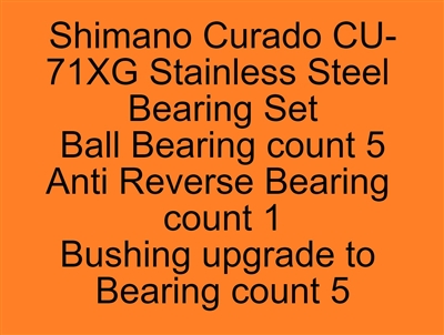 Set of 11 Super Tune bearings, Shimano Curado CU-71XG Curado 70HG, 71HG, 70XG, 71XG Stainless Steel Bearing Set, ABEC357.