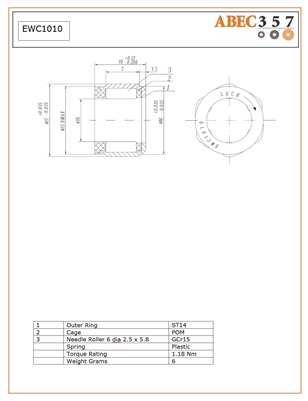 EWC1010, 10x16/17x10 MM, â€‹â€‹â€‹Fishing one way bearing,