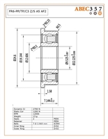 FR6-PP/TP/C3 Z/S #5 AF2, 3/8"x7/8"x9/32", 0.3750x0.8750x0.2812 in, ABEC357, Full Ceramic, Flanged, Zirconia ZrO2 Inner/Outer, Grade 5 Si3N4 Ceramic Balls, Peek Retainer, Peek Seals, C3 Fit, ABEC #5, AF2 Oil Lube.