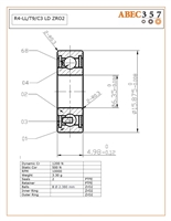 R4-LL/T9/C3 LD ZRO2, 1/4"x5/8"x0.196", 0.2500x0.6250x0.1960 IN, KIT8421, ABEC357, Industrial Full Ceramic Bearing, Zirconia ZRO2 Inner/Outer/Balls, PTFE Retainer, PTFE Seals, C3 Fit, Lube Dry.