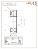 R8-PP/TP/C3 Z/S #5 AF2, 1/2"x1 1/8"x5/16", 0.5000x1.1250x0.3125 in, ABEC357, Industrial Full Ceramic Bearing, Zirconia ZrO2 Inner/Outer, Grade 5 Si3N4 Ceramic Balls, Peek Retainer, Peek Seals, C3 Fit, ABEC #5, AF2 Oil Lube.