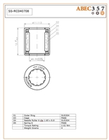 SS-RC040708, 1/4"x7/16"x1/2", Industrial one way bearings, S-RC040708(X), HFZ-040708-SS, HFZ040708, RC-040708FS, RC040708 FS(X), Stainless Steel One Way Needle Clutch Bearing, Steel rings / needle rollers, Steel Springs,