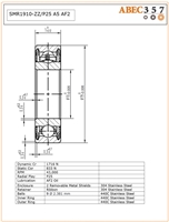 10x19x7 mm SMR1910-ZZ/P25 A5 AF2 S63800ZZ ABEC357