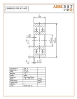 S603, SMR603 P58 A7 AF2, 3x9x3 mm, Stainless Steel ABEC 7 Open Bearing, Ambassadeur Stx 5601.