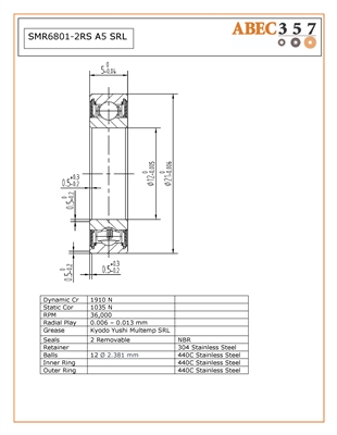 12x21x5 mm, SMR6801-2RS A5 SRL, S6801-2RS, S A-RB-2112ZZ, SHG-2112ZZ, W63801-2RS, S61801-2RSR-HLC, Kit21061, SMR6801-2RS SRL, Penn 26-TRQ40NLD2, Penn 026-1265023, Shimano 10KX9, 10KXA, Daiwa 10E079, 10E192, 10E375, F64-1601, F64-1602, G51-2501.