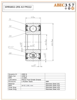 15x24x5 mm, SMR6802-2RS A3 FM222, Stainless Steel ABEC 3 Rubber Sealed Bearing, Food Grade Stainless Steel Ball Bearing, food processing machinery.