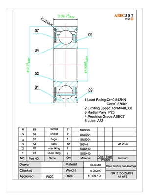 SR1810C-ZZ/P25 #7 AF2, 5/16x1/2x5/32, KIT14797, #FBK1810-ZZ7, #FBK1810C-2OS #7 LD, #CWK1810C-ZZ #3.