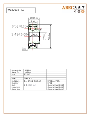 8x22x10.319 mm, WC87038 RL2, Part #STB003-6101, OEM Part #81-117, Stryker #81-117, Model(s) This Part Fits: 810 Autopsy Saw, 811 Autopsy Saw, 840 Cast Cutter, 841 Cast Cutter, 848 Cast Cutter, 851 Cast Cutter.