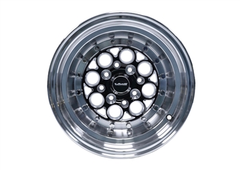 VMS Wheels Revolver 15X8 4X100/114.3 20 ET 73.1 CB Black Milling Polished Lip Chrome Rivets