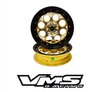 VMS Wheels Revolver 15X3.5 4X100/114.3 10 ET 73.1 CB Machined Gold Black Lip Chrome Rivets