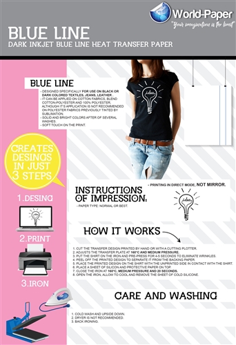 Ink Jet Printer Heat Transfer Papers for Dark Fabrics - Blue Line