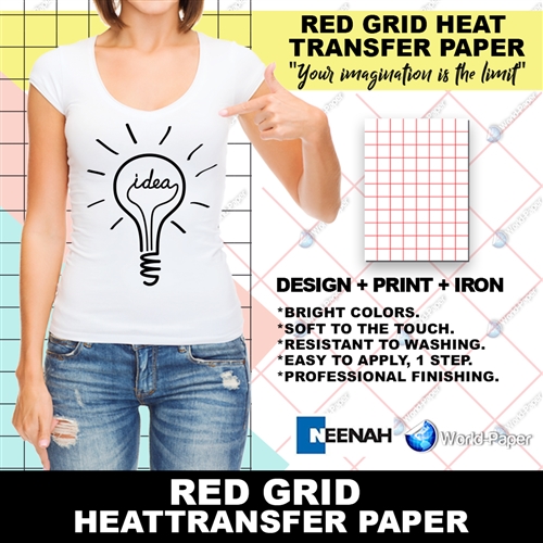 Red Grid Inkjet Heat Transfer Paper For Light Garments