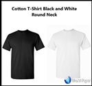Cotton T-Shirt  Black and White Round Neck