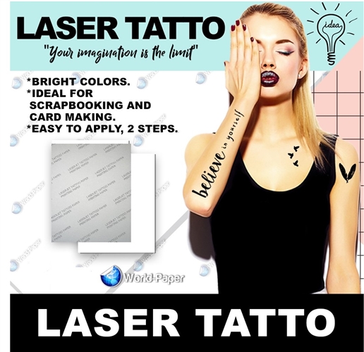 WaterSlide Temporary Tattoo Paper - Laser Printer WORLD-PAPER DIY MADE USA  #1