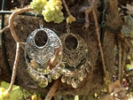 Round Coin Earrings Silver Tone
