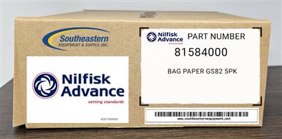 Advance OEM Part # 81584000 Bag Paper Gs82 5Pk