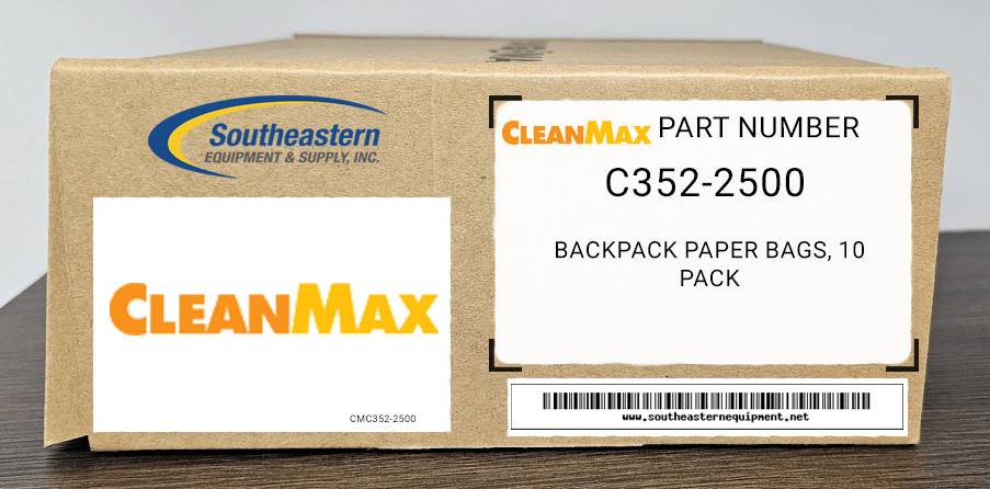 CleanMax OEM Part # C352-2500 Backpack Paper Bags, 10 Pack