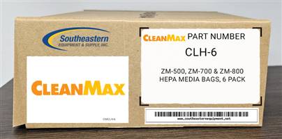 CleanMax OEM Part # CLH-6 ZM-500, ZM-700 & ZM-800 HEPA Media Bags, 6 Pack