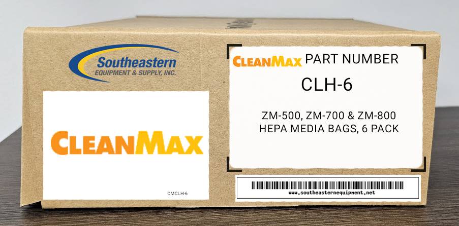 CleanMax OEM Part # CLH-6 ZM-500, ZM-700 & ZM-800 HEPA Media Bags, 6 Pack