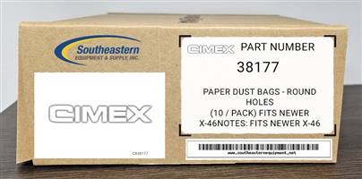 Cimex OEM Part # 38177 Paper Dust Bags  - Round Holes
(10 / Pack) Fits Newer X-46 (for X-46)