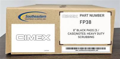 Cimex OEM Part # FP38 8" Black Pads  (5 / Case) (for CM/SC 48)