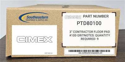 Cimex OEM Part # PTD80100 3" Contractor Floor Pad #100 Grit (for DF/HD 48)