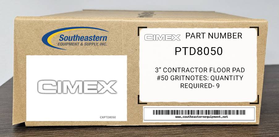 Cimex OEM Part # PTD8050 3" Contractor Floor Pad #50 Grit (for DF/HD 48)