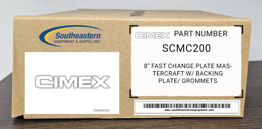 Cimex OEM Part # SCMC200 8" Fast Change Plate Mastercraft W/ Backing Plate/ Grommets (for DF/HD 48)