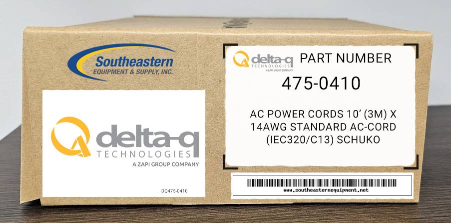 Delta-Q OEM Part # 475-0410 AC Power Cords 10' (3m) x 14AWG Standard AC-Cord (IEC320/C13) SCHUKO