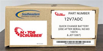 Motorscrubber OEM Part # 12V7ADC Quick Change Battery (Use after serial no:M3 10074
& JET 5387)