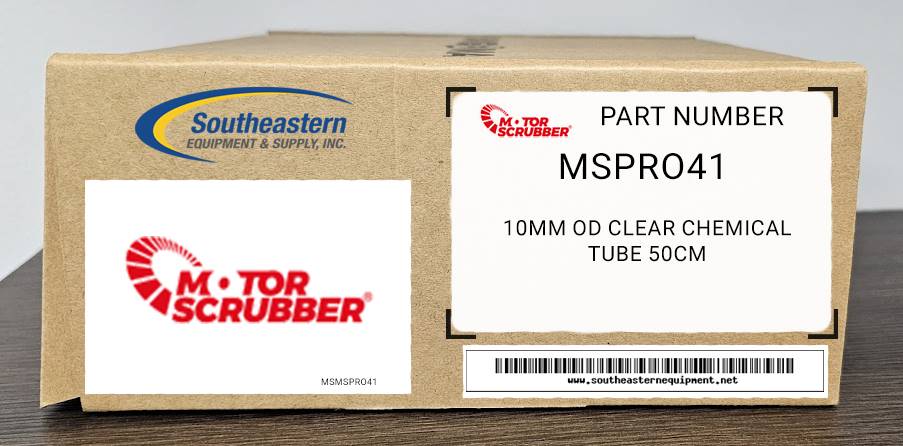Motorscrubber OEM Part # MSPRO41 10mm OD Clear chemical tube 50cm