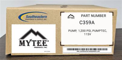 Mytee OEM Part # C359A Pump,  1,200 PSI, Pumptec, 115V