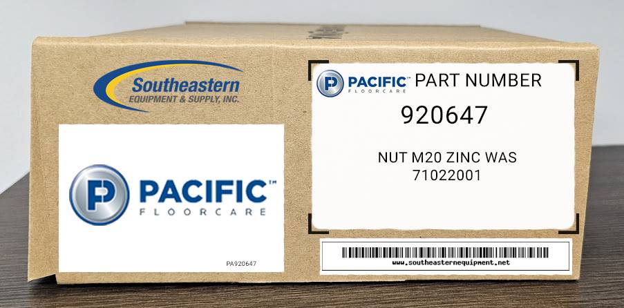 Pacific OEM Part # 920647 Nut M20 Zinc Was 71022001