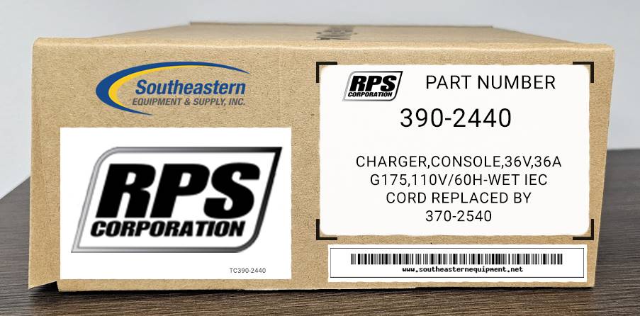 RPS Corp Part # 390-2440 Charger,Console,36V,36A G175,110V/60H-Wet IEC Cord  REPLACED BY 370-2540