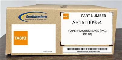 Taski OEM Part # AS16100954 Paper Vacuum Bags (Pkg Of 10)