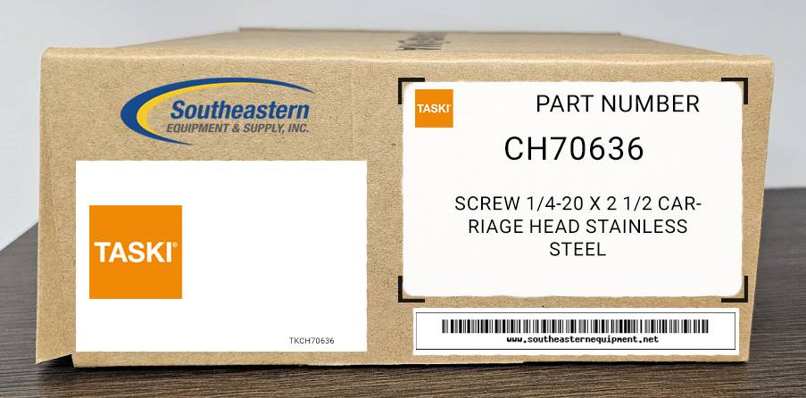 Taski OEM Part # CH70636 Screw 1/4-20 X 2 1/2 Carriage Head Stainless Steel