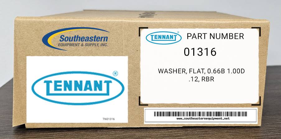 Tennant OEM Part # 01316 Washer, Flat, 0.66B 1.00D .12, Rbr
