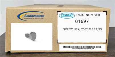 Tennant OEM Part # 01697 Screw, Hex, .25-20 X 0.62, Ss