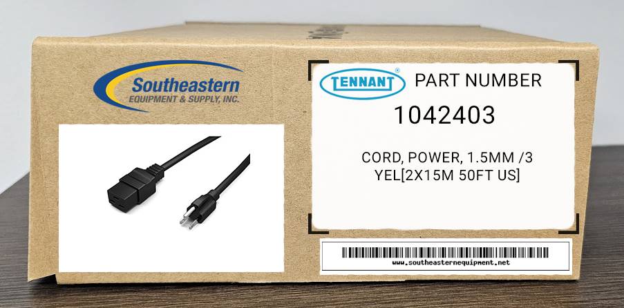 Tennant OEM Part # 1042403 Cord, Power, 1.5Mm /3 Yel[2X15M 50Ft Us]