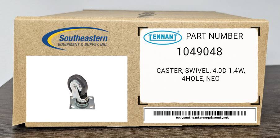 Tennant OEM Part # 1049048 Caster, Swivel, 4.0D 1.4W, 4Hole, Neo Replaces part #TN1029695