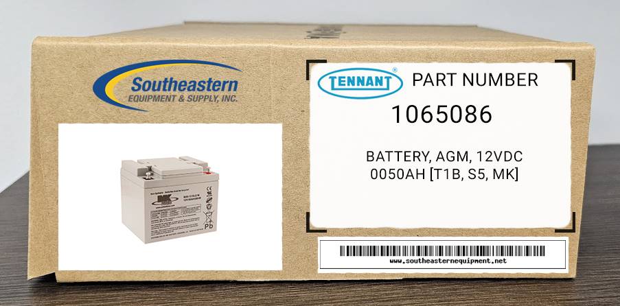 Tennant OEM Part # 1065086 Battery, Agm, 12Vdc 0050Ah [T1B, S5, Mk]